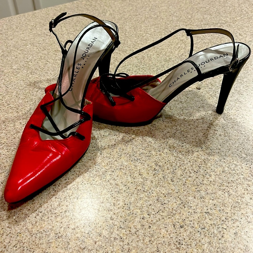 Charles Jourdan Paris heels Red and Black size 8